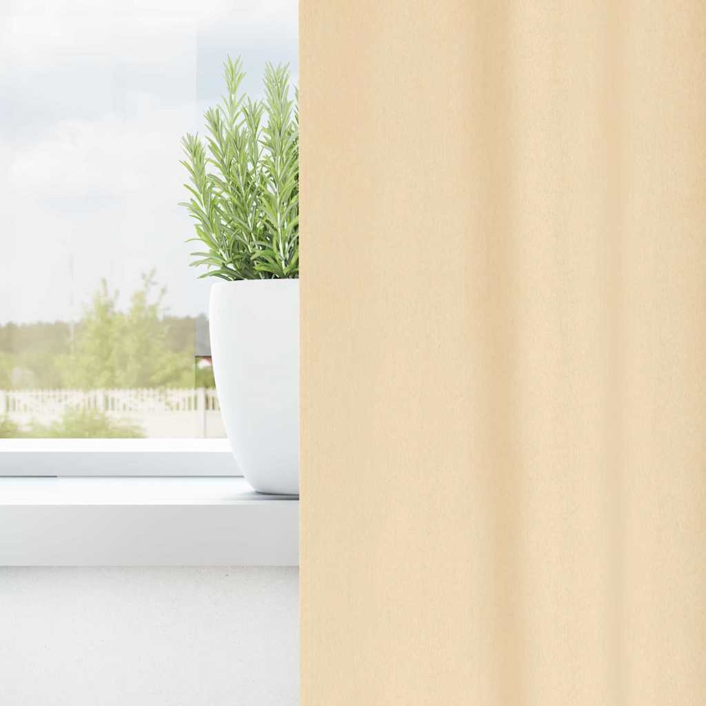 Cortinas opacas com cortinas Creme Poliéster