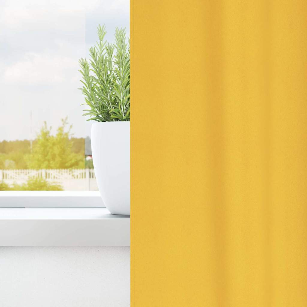 Cortinas opacas com cortinas Amarelo Mostarda Poliéster