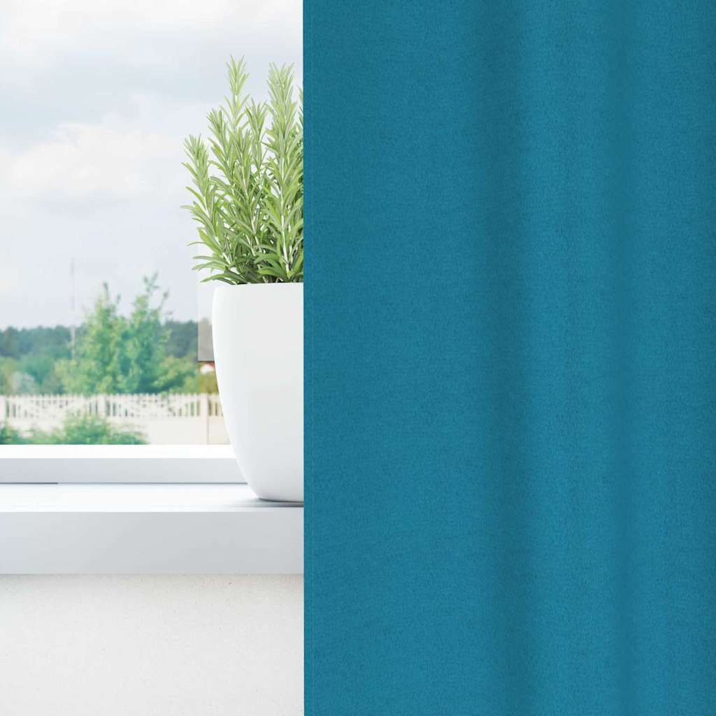 Cortinas opacas com cortinas Turquesa Poliéster