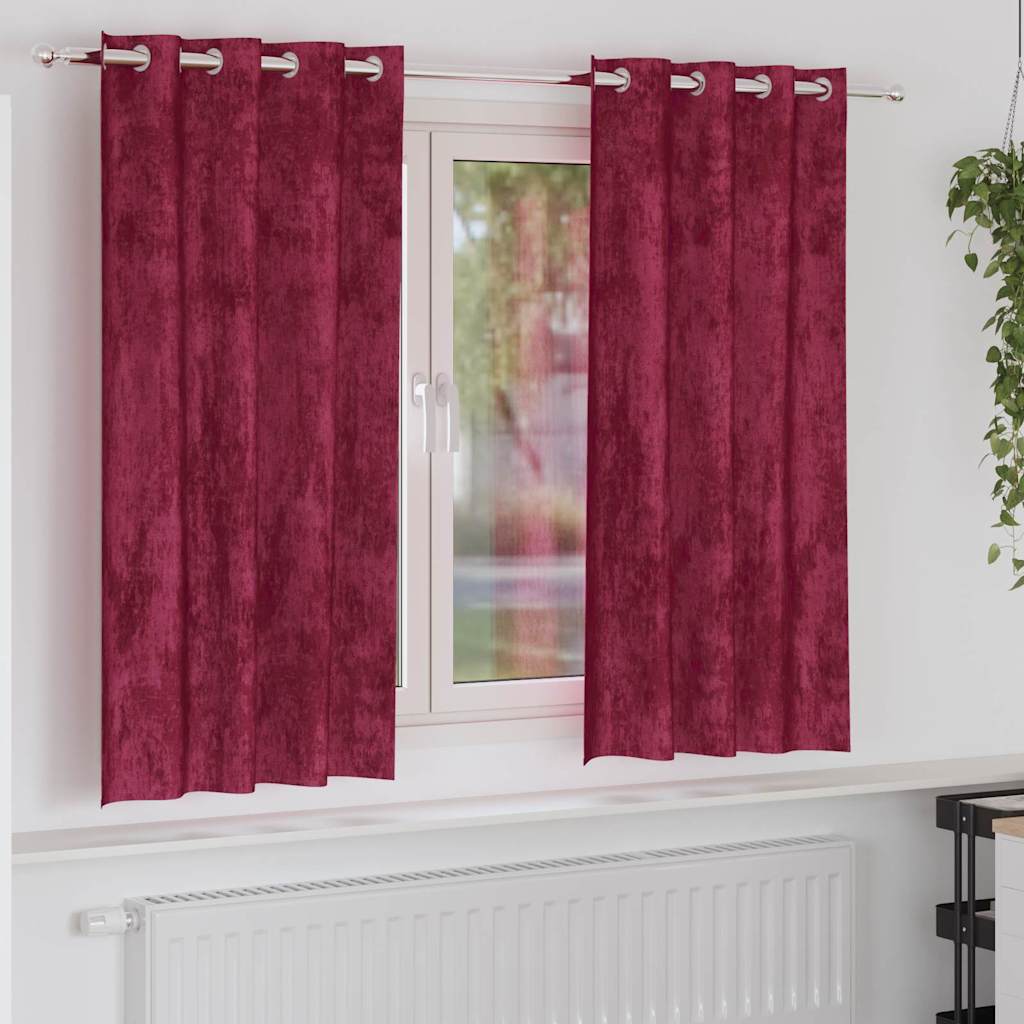 Cortina com cortinas 2 pcs Vinho Vermelho 175 x 140 cm Veludo