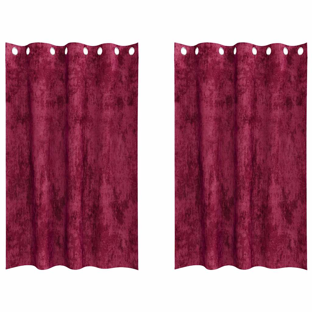 Cortina com cortinas 2 pcs Vinho Vermelho 175 x 140 cm Veludo