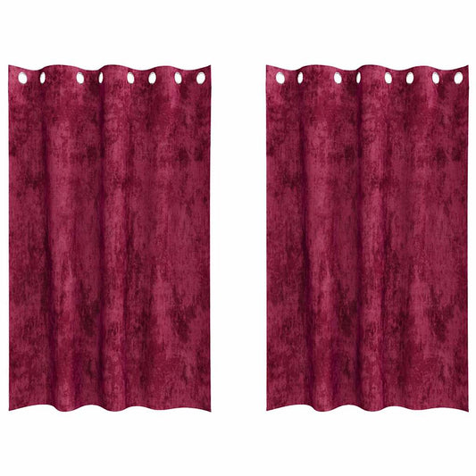 Cortina com cortinas 2 pcs Vinho Vermelho 175 x 140 cm Veludo