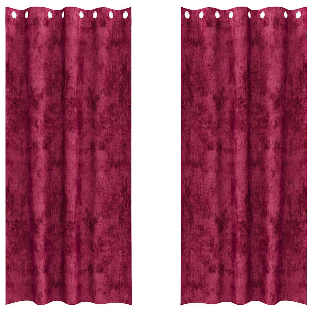 Cortina com cortinas 2 pcs vermelho tinto 225 x 140 cm Veludo
