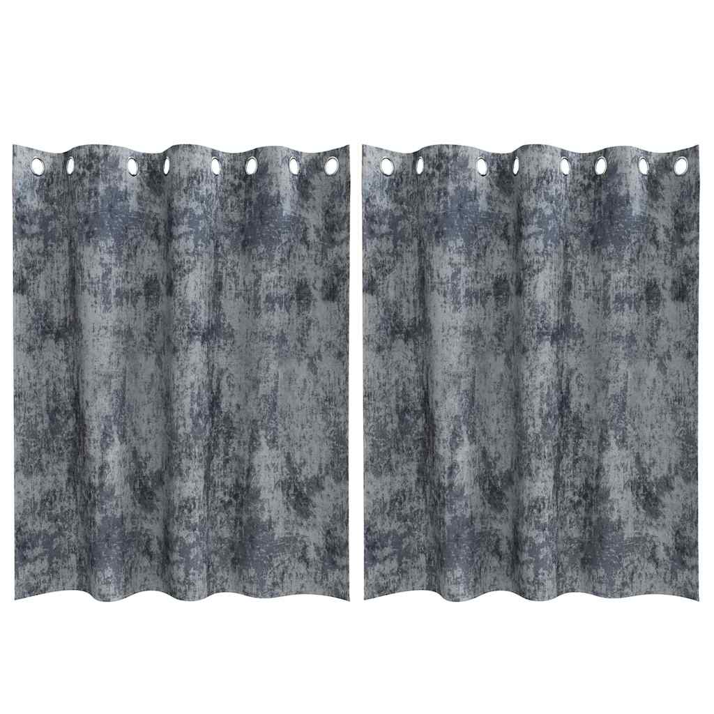 Cortina com cortinas 2 pcs Cinza Prateado 140 x 140 cm Veludo