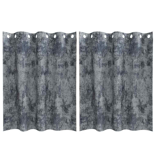 Cortina com cortinas 2 pcs Cinza Prateado 140 x 140 cm Veludo