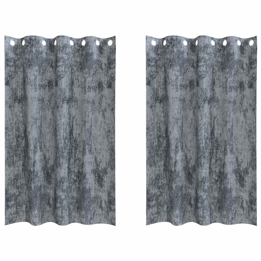 Cortina com cortinas 2 pcs Cinza Prata 175 x 140 cm Veludo