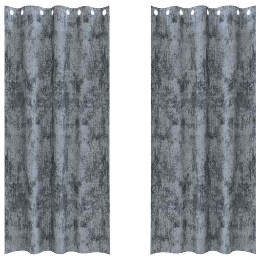 Cortina com cortinas 2 pcs Cinza Prateado 225 x 140 cm Veludo