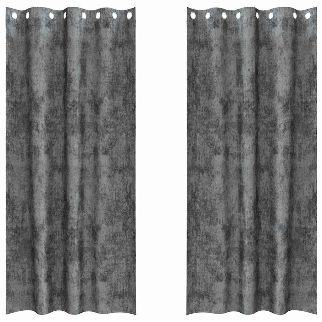 Cortina com cortinas 2 pcs Cinzeto 225 x 140 cm Veludo