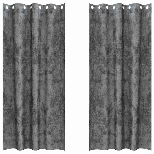 Cortina com cortinas 2 pcs Cinzeto 245 x 140 cm Veludo