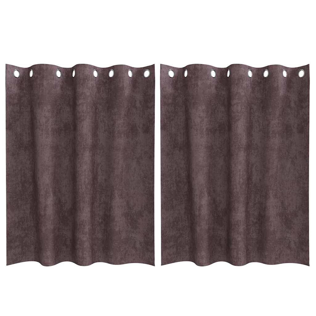 Cortina com cortinas 2 pcs Castanho 140 x 140 cm Veludo
