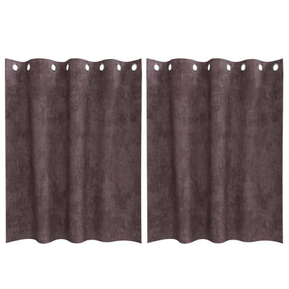 Cortina com cortinas 2 pcs Castanho 140 x 140 cm Veludo