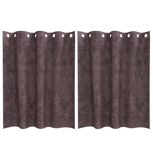 Cortina com cortinas 2 pcs Castanho 140 x 140 cm Veludo