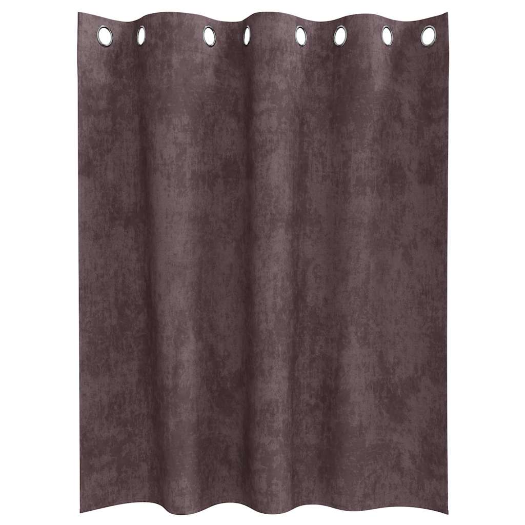 Cortina com cortinas 2 pcs Castanho 140 x 140 cm Veludo