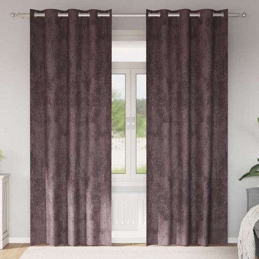 Cortina com cortinas 2 pcs Castanho 225 x 140 cm Veludo