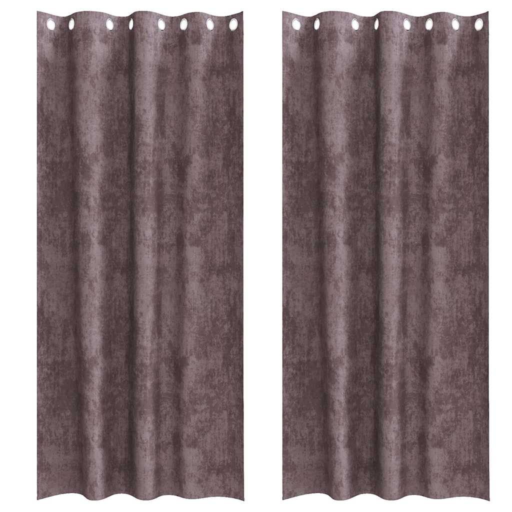 Cortinas de Veludo 2 pcs Castanho 225 x 140 cm Veludo