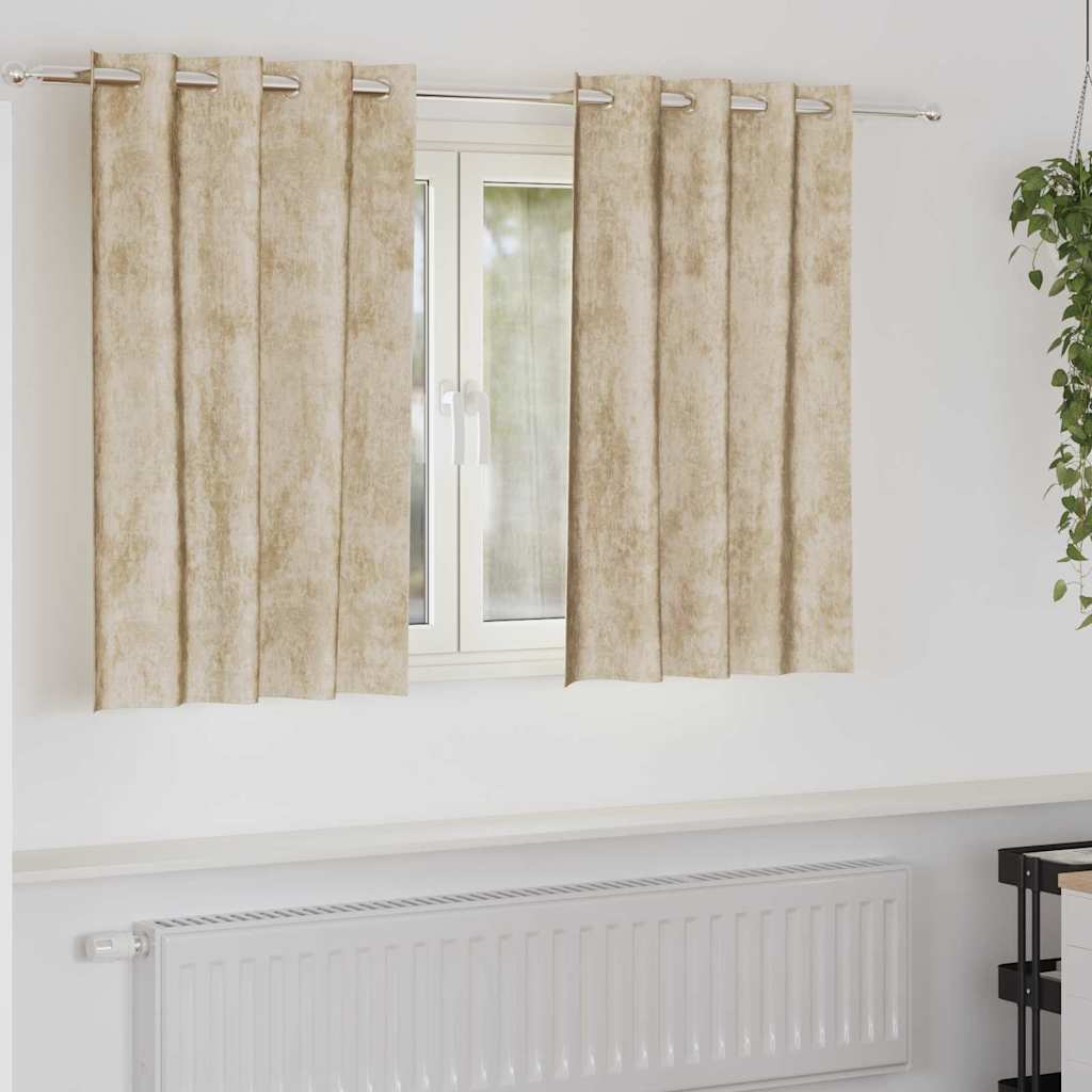 Cortina com cortinas 2 pcs Creme 140 x 140 cm Veludo
