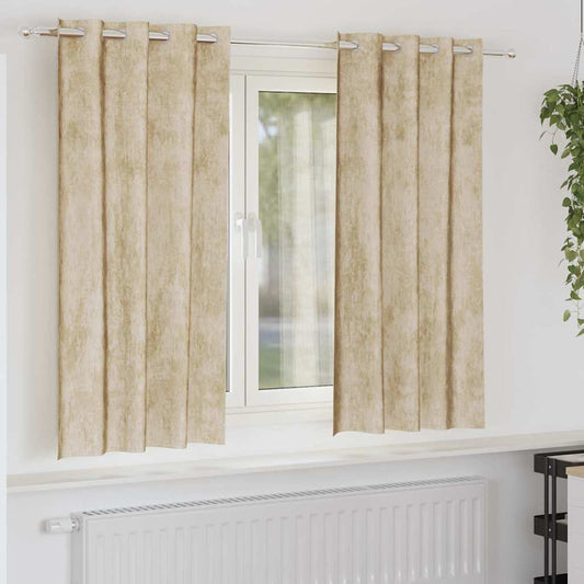Cortina com cortinas 2 pcs Creme 175 x 140 cm Veludo