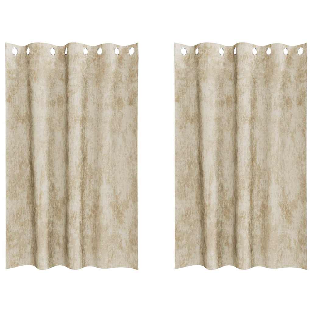 Cortina com cortinas 2 pcs Creme 175 x 140 cm Veludo