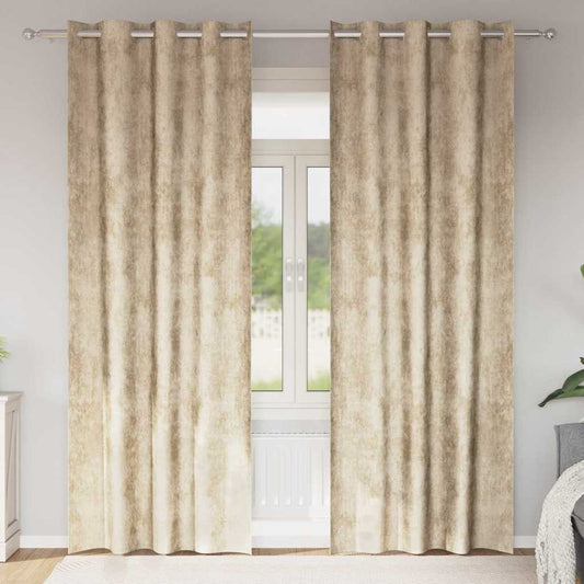 Cortina com cortinas 2 pcs Creme 245 x 140 cm Veludo