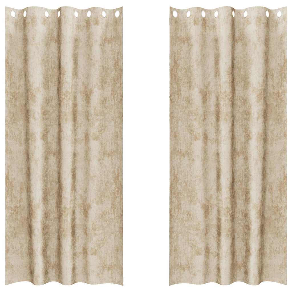 Cortina com cortinas 2 pcs Creme 260 x 140 cm Veludo