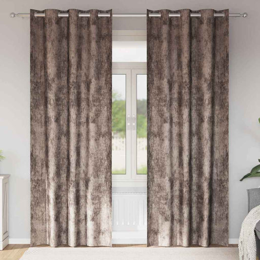 Cortina com cortinas 2 pcs Cappuccino 245 x 140 cm Veludo
