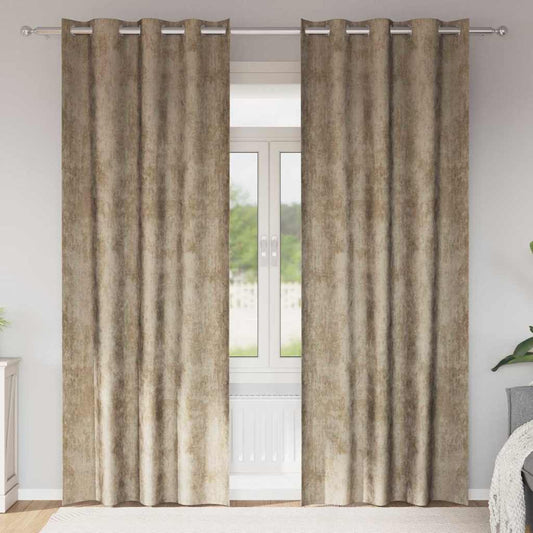 Cortina com cortinas 2 pcs champanhe 225 x 140 cm Veludo