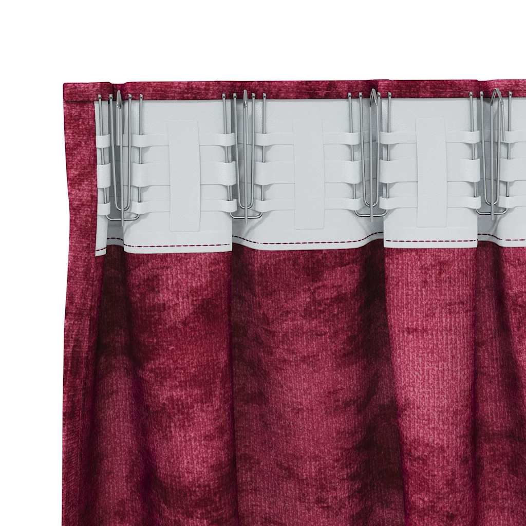 Cortina com cortinas 2 pcs vermelho tinto 225 x 140 cm Veludo