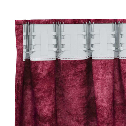 Cortina com cortinas 2 pcs vermelho tinto 225 x 140 cm Veludo