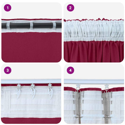 Cortina com cortinas 2 pcs vermelho tinto 245 x 140 cm Veludo