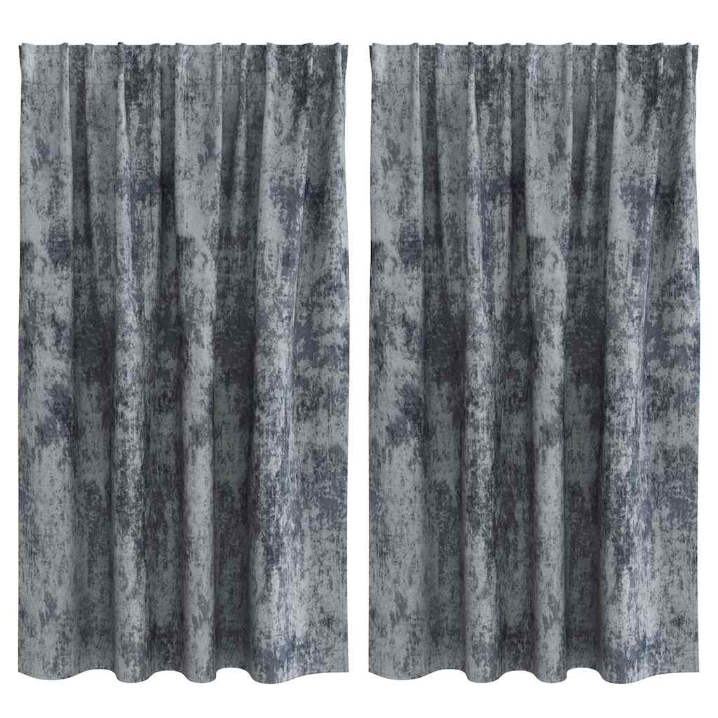 Cortina com cortinas 2 pcs Cinza Prateado 140 x 140 cm Veludo