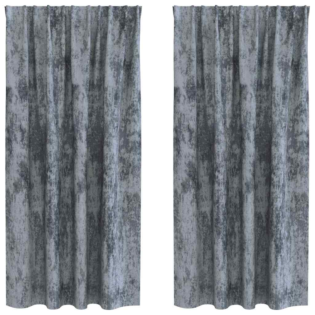 Cortina com cortinas 2 pcs Cinza Prateado 175 x 140 cm Veludo