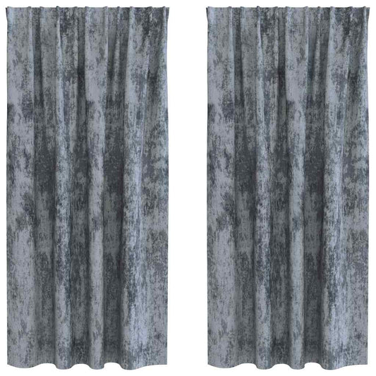 Cortina com cortinas 2 pcs Cinza Prateado 175 x 140 cm Veludo