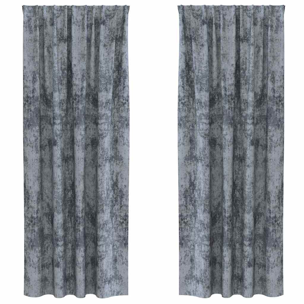 Cortina com cortinas 2 pcs Cinza Prateado 245 x 140 cm Veludo