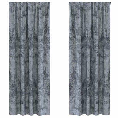 Cortina com cortinas 2 pcs Cinza Prateado 245 x 140 cm Veludo