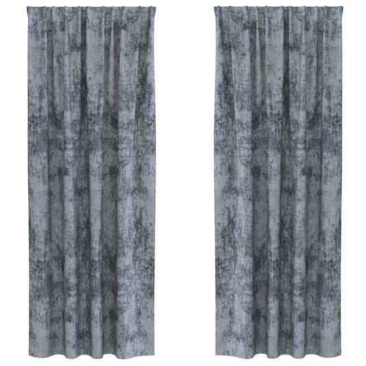Cortina com cortinas 2 pcs Cinza Prateado 245 x 140 cm Veludo