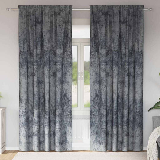 Cortina com cortinas 2 pcs Cinza Prateado 260 x 140 cm Veludo