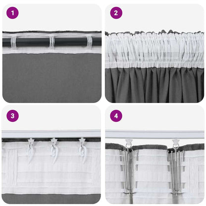 Cortina com cortinas 2 pcs Cinzeto 140 x 140 cm Veludo
