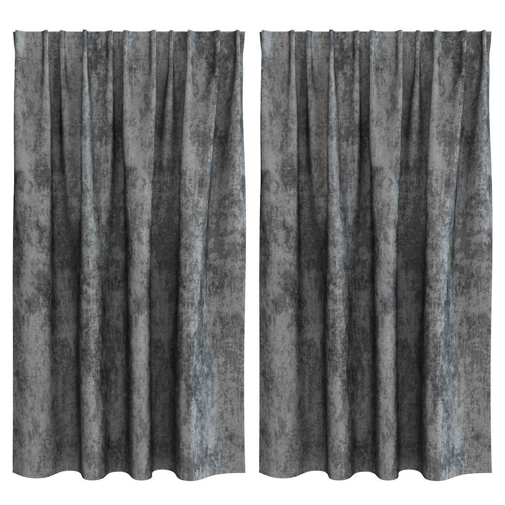 Cortina com cortinas 2 pcs Cinzeto 140 x 140 cm Veludo