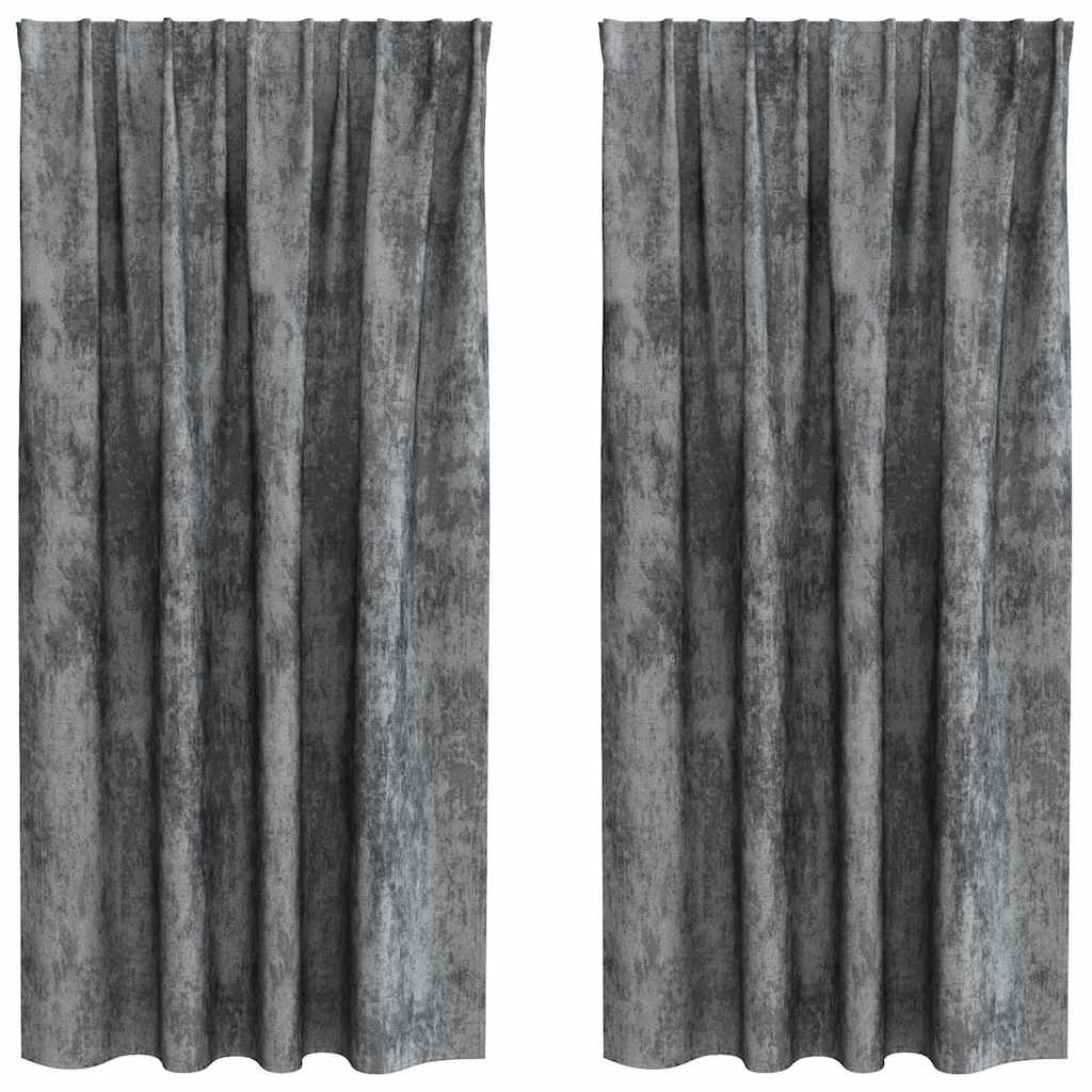 Cortina com cortinas 2 pcs Cinzeto 175 x 140 cm Veludo