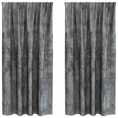 Cortina com cortinas 2 pcs Cinzeto 175 x 140 cm Veludo
