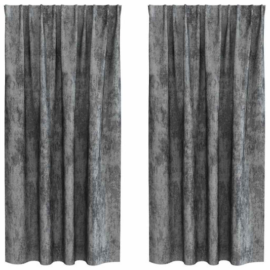 Cortina com cortinas 2 pcs Cinzeto 175 x 140 cm Veludo