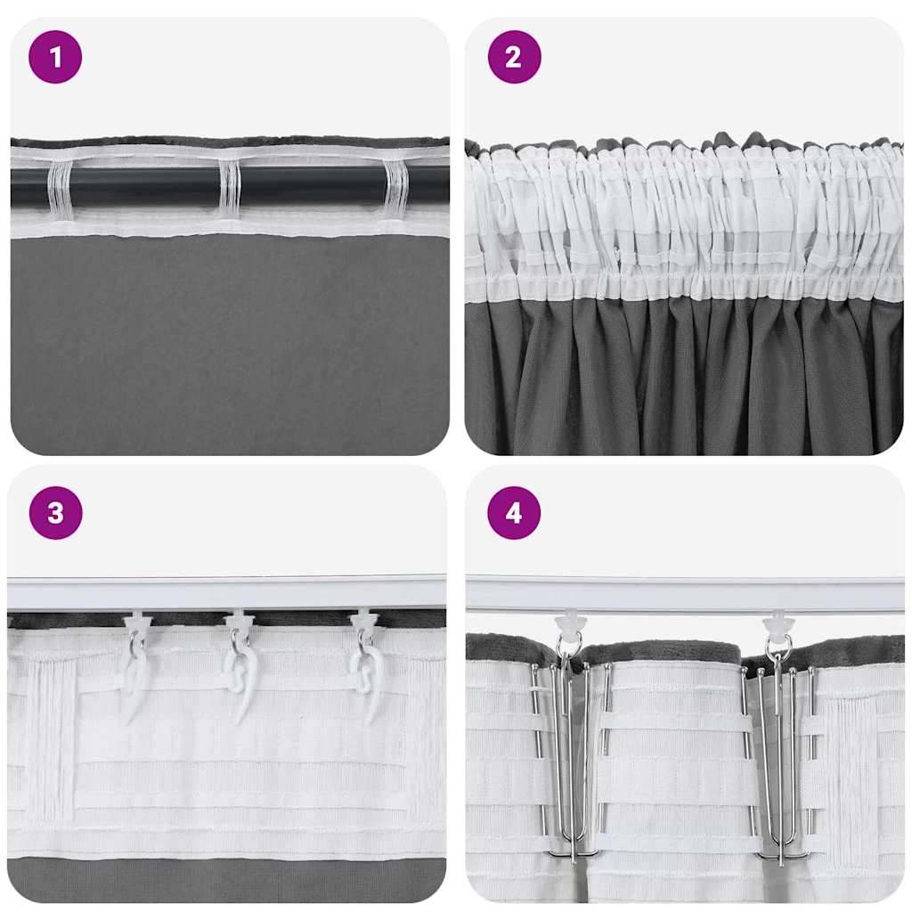 Cortina com cortinas 2 pcs Cinzeto 225 x 140 cm Veludo