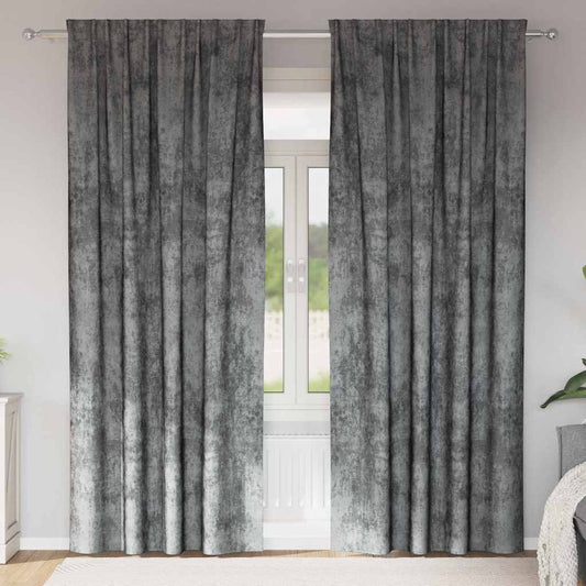Cortina com cortinas 2 pcs Cinzeto 225 x 140 cm Veludo