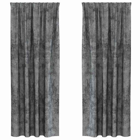 Cortina com cortinas 2 pcs Cinzeto 225 x 140 cm Veludo