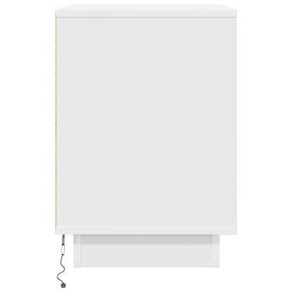 Armário de cabeceira com luzes LED branco 38x34x50 cm