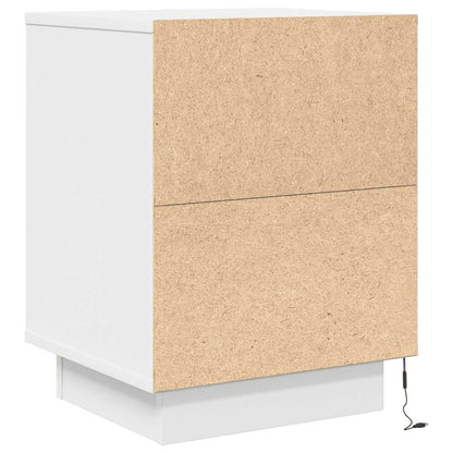 Mesas cabeceira c/ luzes LED 2 pcs 38x34x50 cm branco