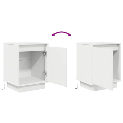 Mesas cabeceira c/ luzes LED 2 pcs 38x34x50 cm branco