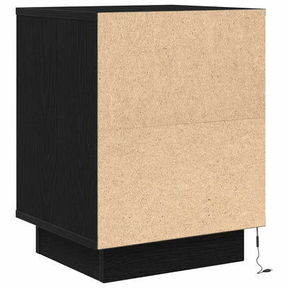 Mesa de cabeceira com luzes LED 38x34x50 cm preto