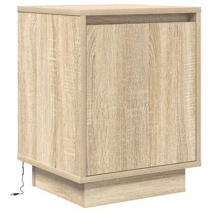 Mesa de cabeceira com luzes LED 38x34x50 cm carvalho sonoma