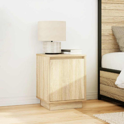Mesa de cabeceira com luzes LED 38x34x50 cm carvalho sonoma